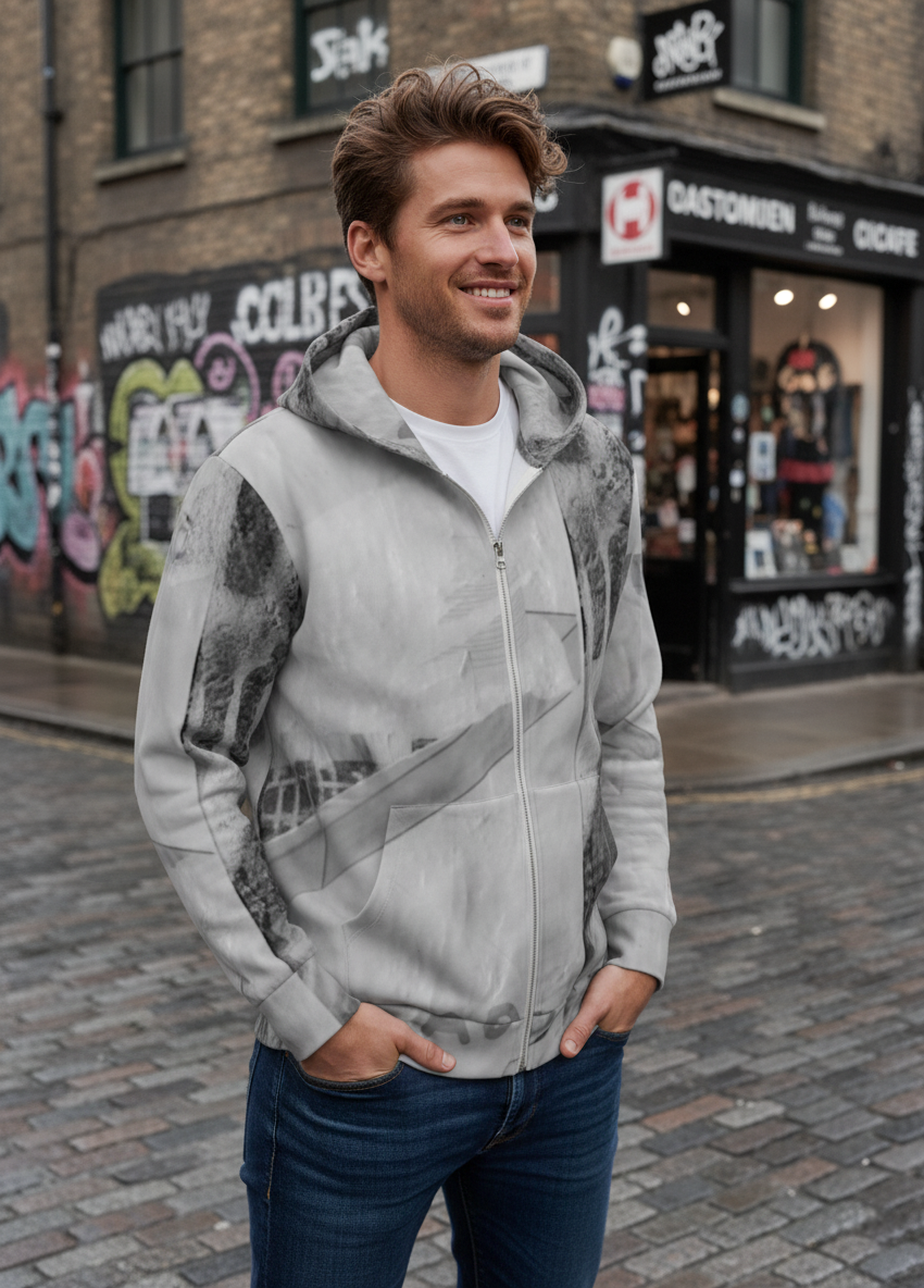 Italian ponte hoodie: Camden print
