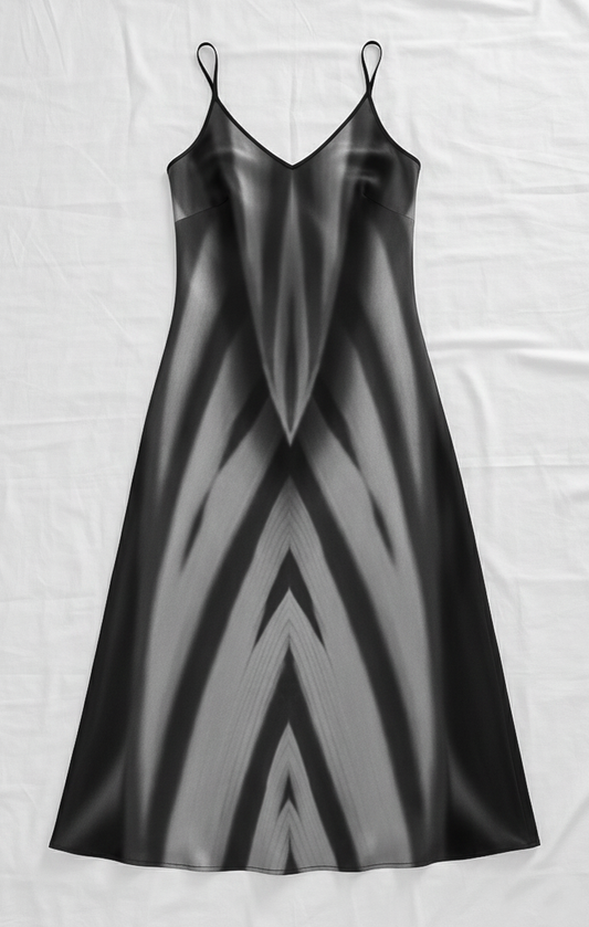 Silk slip dress (maxi): Calathea print