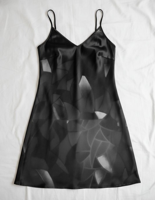 Silk slip dress (midi): Fractal print