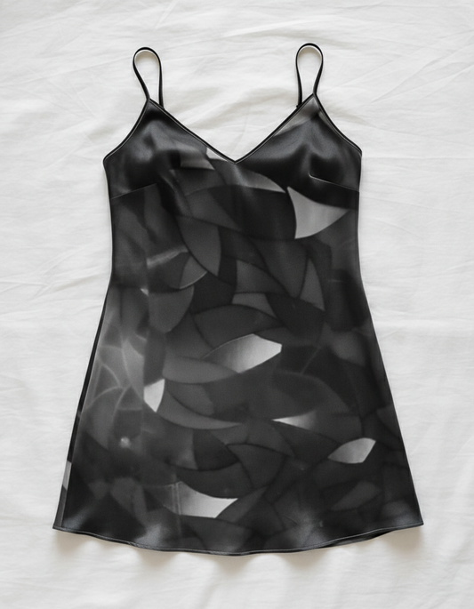 Silk slip dress (mini): Fractal print