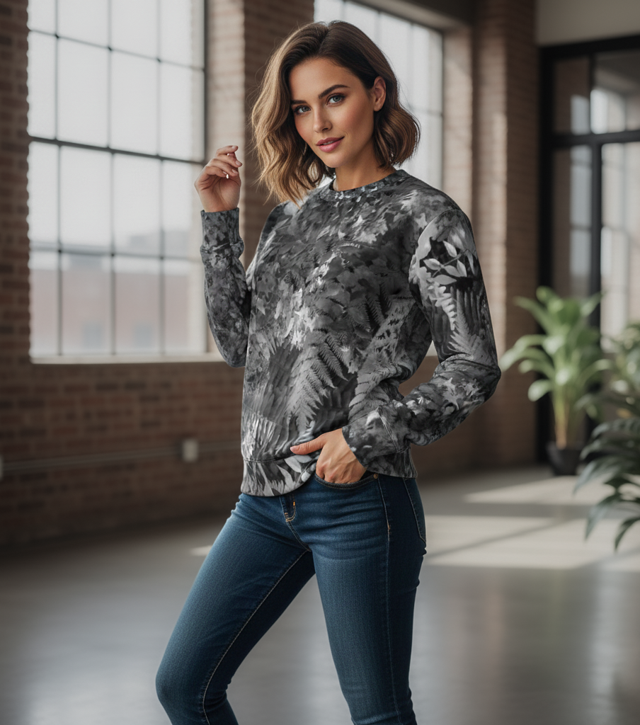 Italian ponte sweatshirt: Forest print