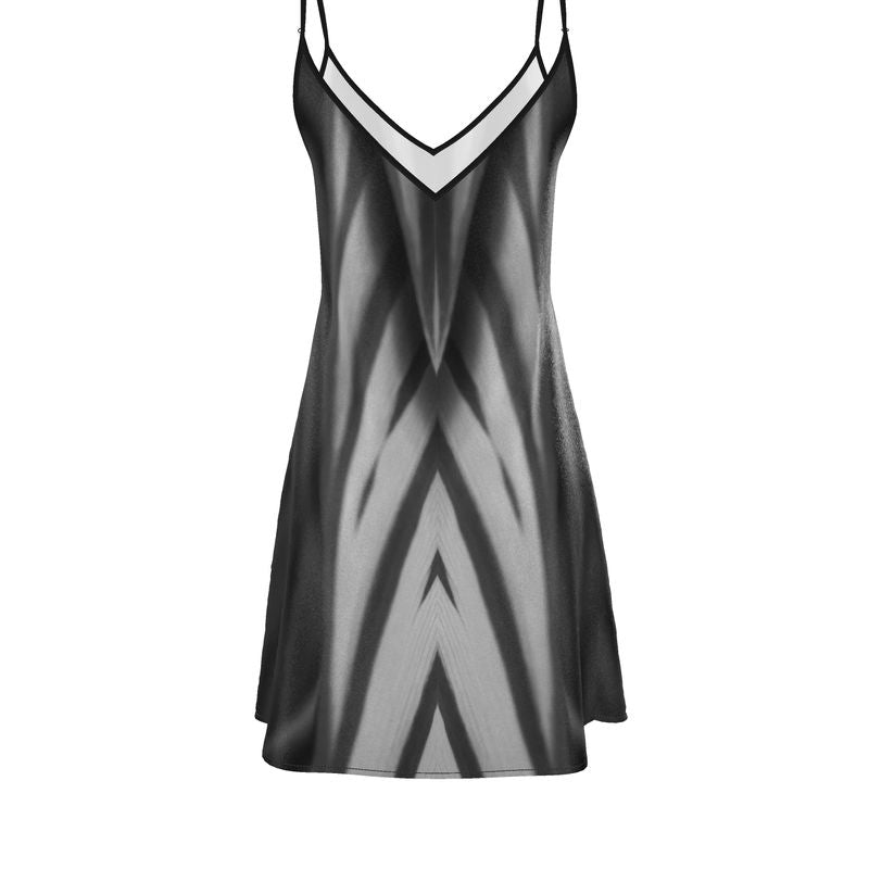 Silk slip dress (midi): Calathea print