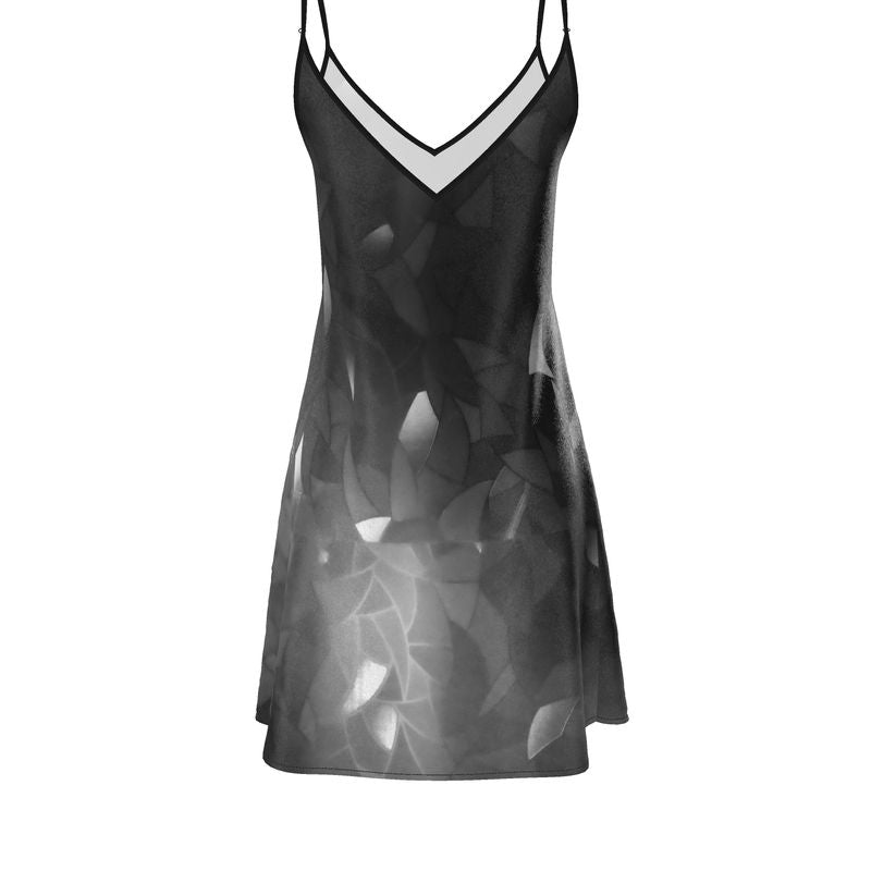 Silk slip dress (midi): Fractal print