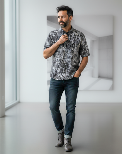 Hemp Tencel shirt: Branch print