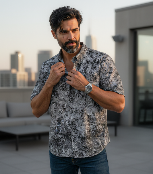 Hemp Tencel shirt: Branch print