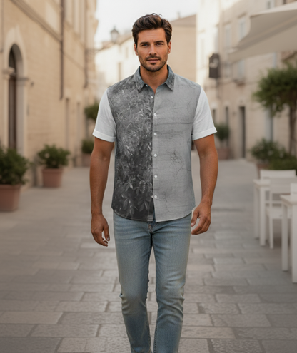 Men's Linen shirt: Roma print
