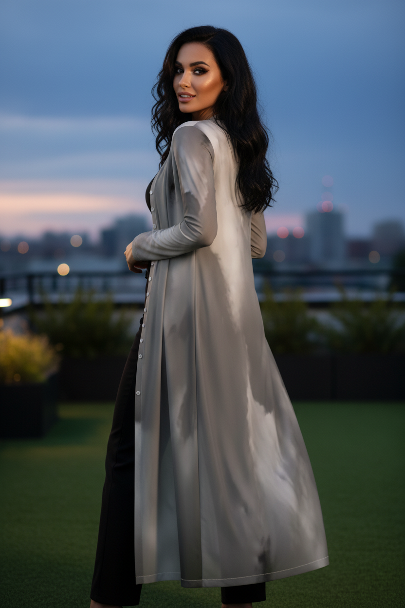 Long cardigan: Sky print