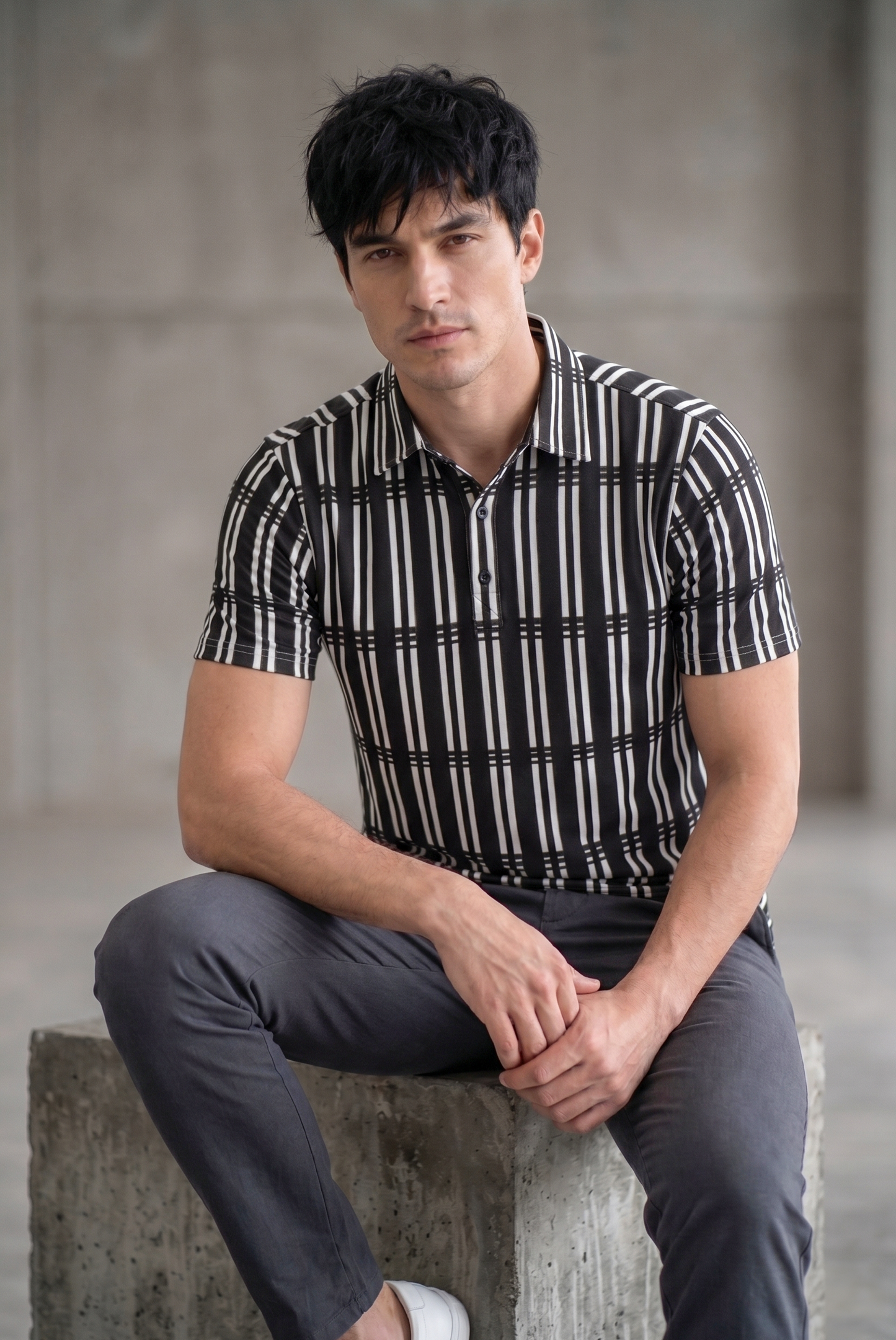 Men's polo shirt: Stripe print