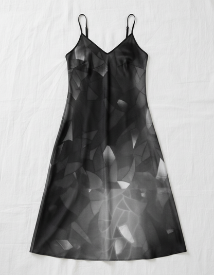 Silk slip dress (maxi): Fractal print
