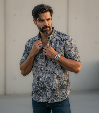 Hemp Tencel shirt: Branch print