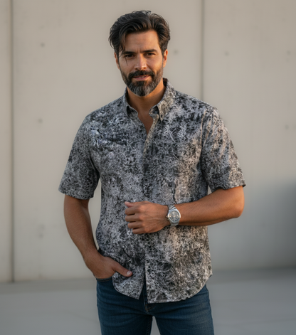 Hemp Tencel shirt: Branch print