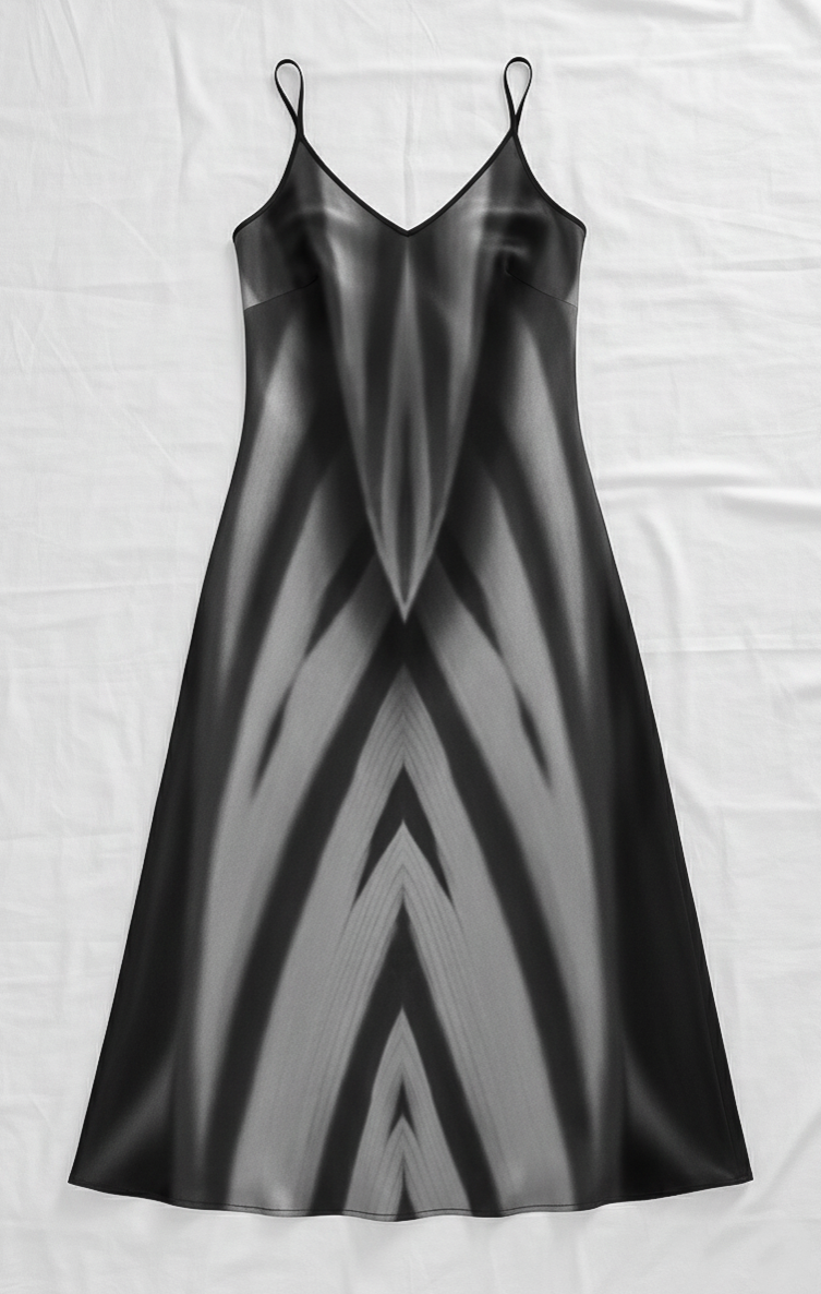 Silk slip dress (maxi): Calathea print