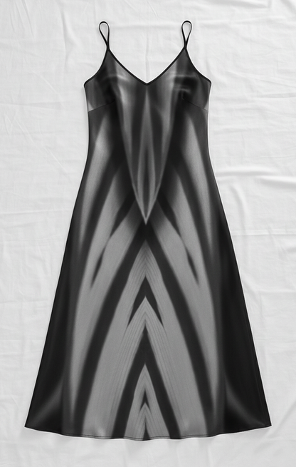 Silk slip dress (maxi): Calathea print