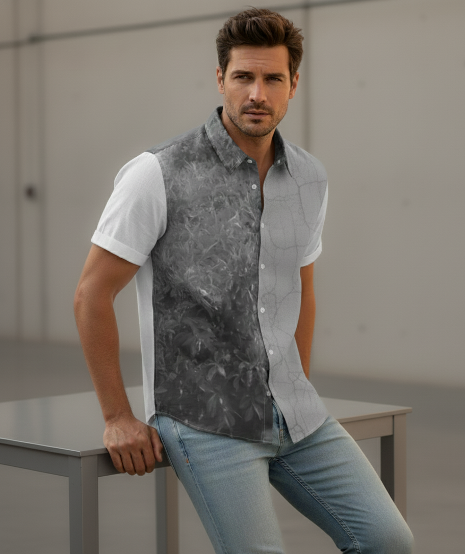 Men's Linen shirt: Roma print