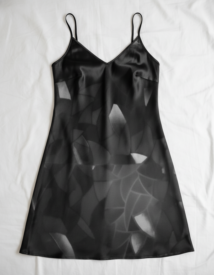 Silk slip dress (midi): Fractal print