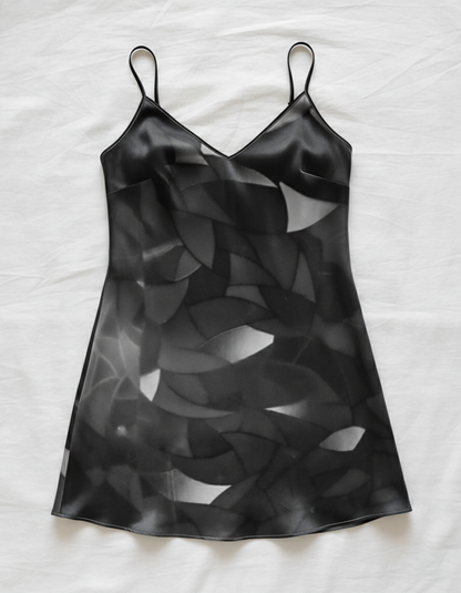 Silk slip dress (mini): Fractal print