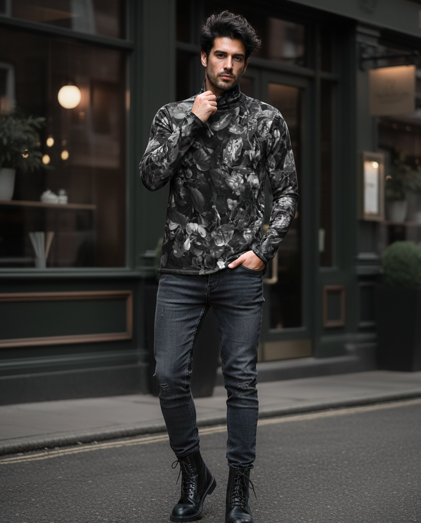 Men's roll neck: Hampstead print