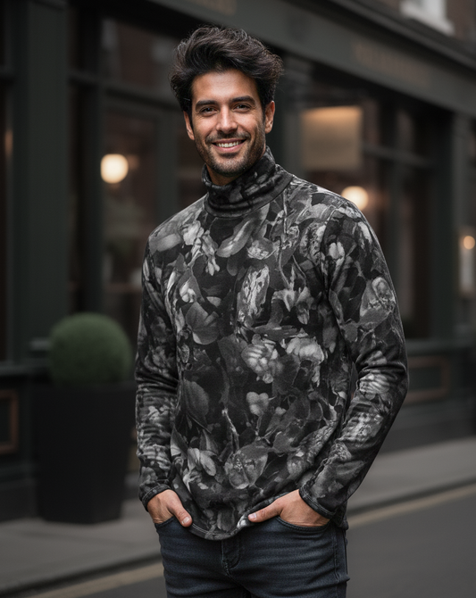 Men's roll neck: Hampstead print