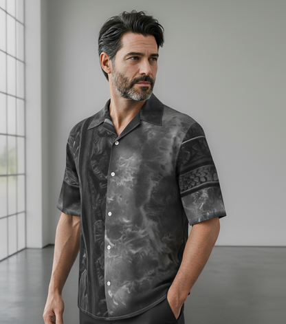Silk revere shirt: Mirror print