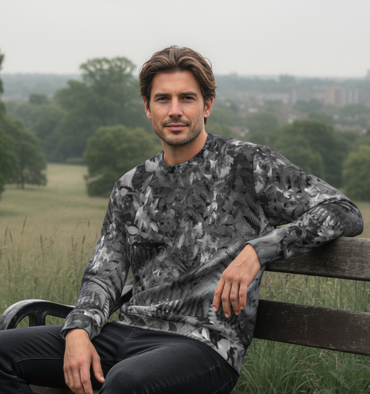 Italian ponte sweatshirt: Forest print