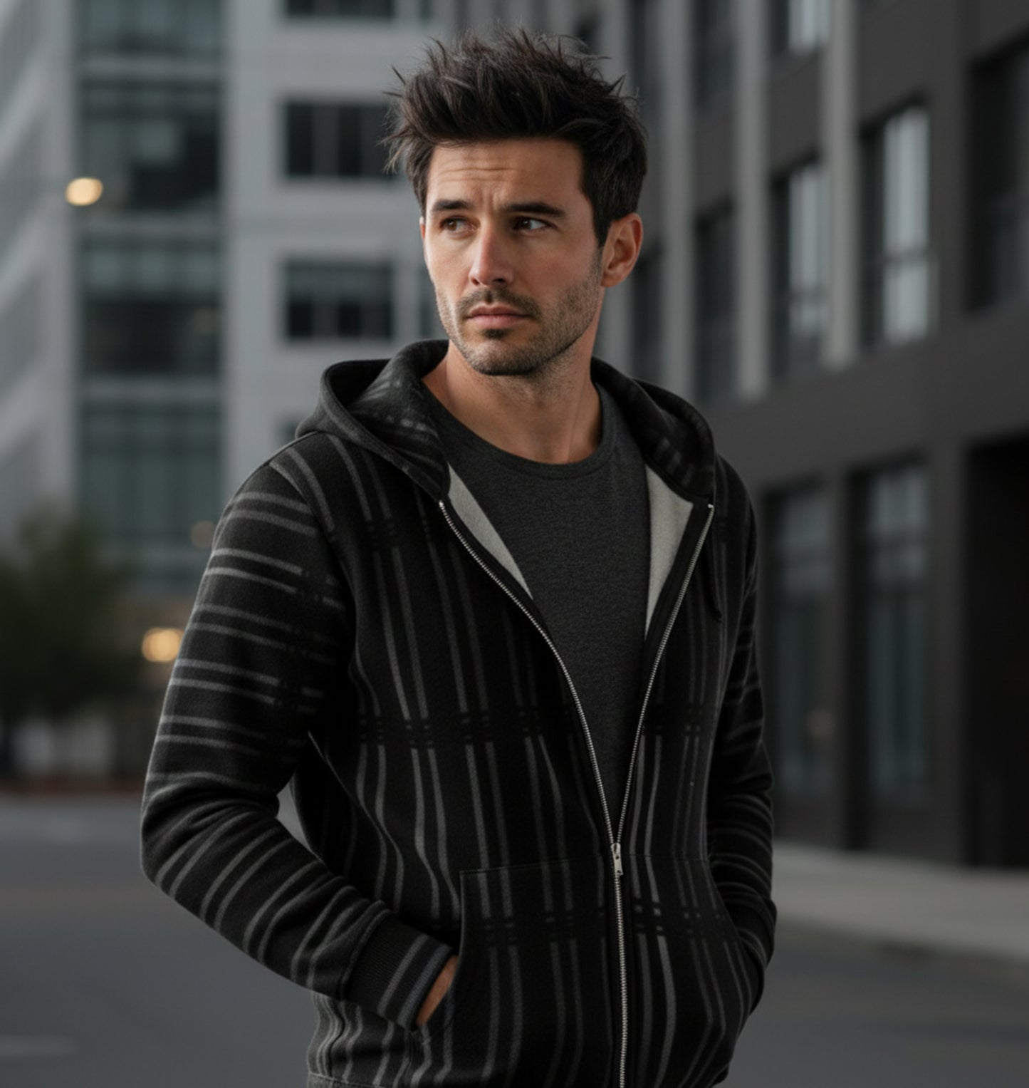 Italian ponte hoodie: Shade print