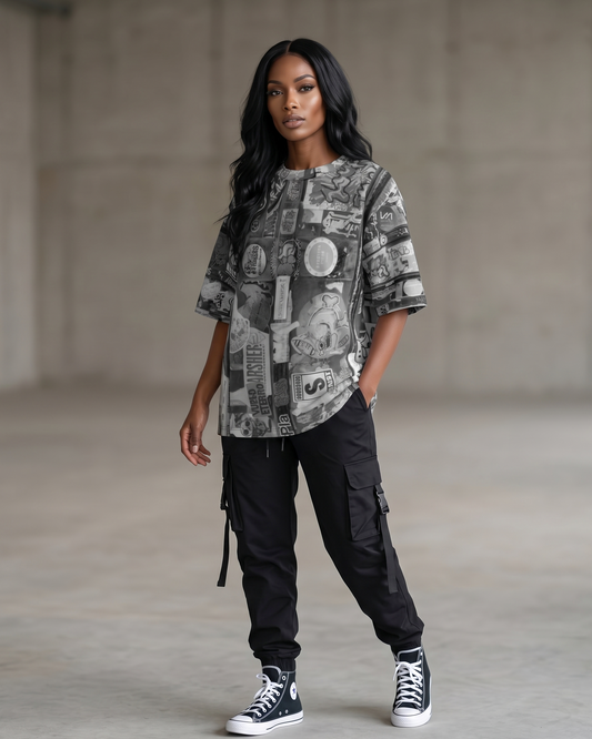 Unisex oversized t-shirt: Sticker print