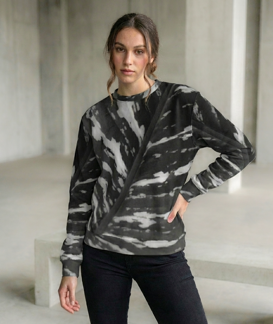 Italian ponte sweatshirt: Calathea print