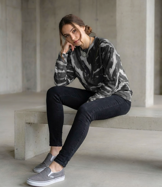 Italian ponte sweatshirt: Calathea print