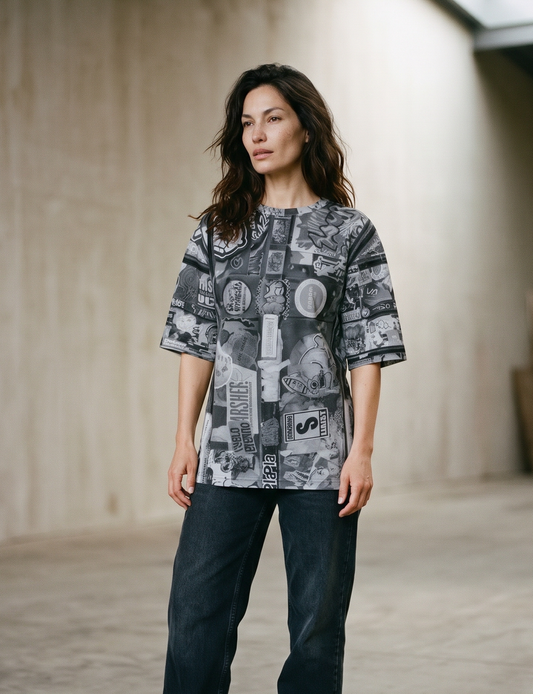 Oversized tee: Sticker print